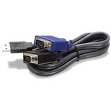 (€4,30*/1m) 3.00m Trendnet KVM Anschlusskabel VGA 15pol Stecker + USB A Stecker auf VGA 15pol Stecker Schwarz