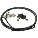 InLine Notebook Sicherheitsschloss, , mit Zahlenkombination und Schlüssel, 4,4mm x 1,5m